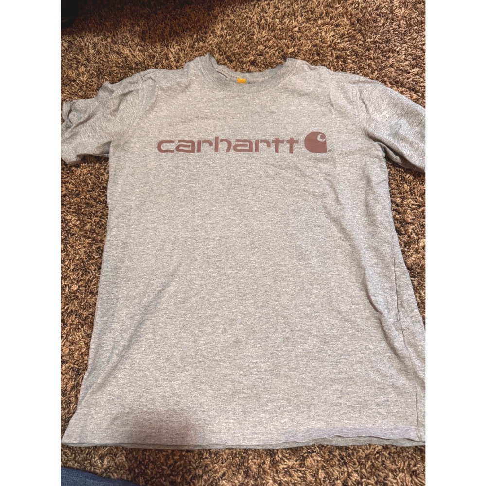 Carhartt Mens Small Gray Graphic Logo Short Sleeve T-Shirt Original Fit W098